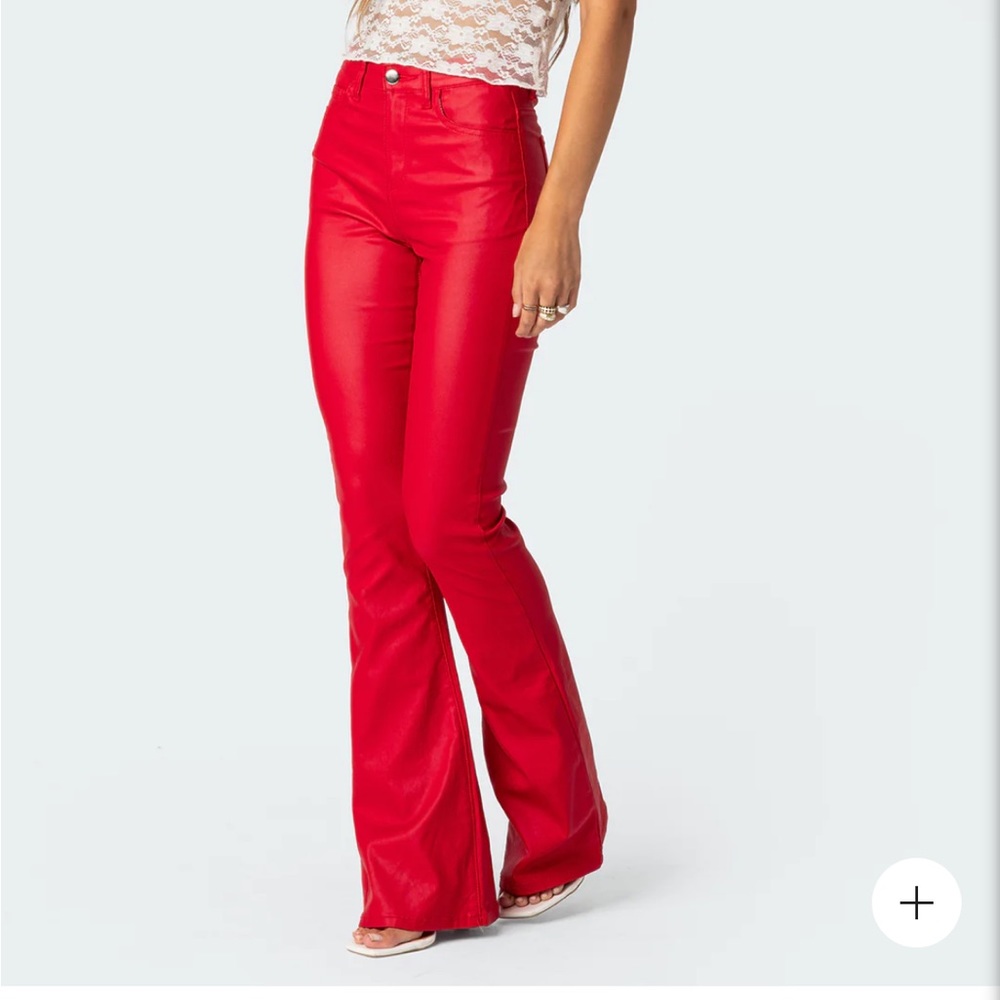 Edited Red Faux Leather Pants